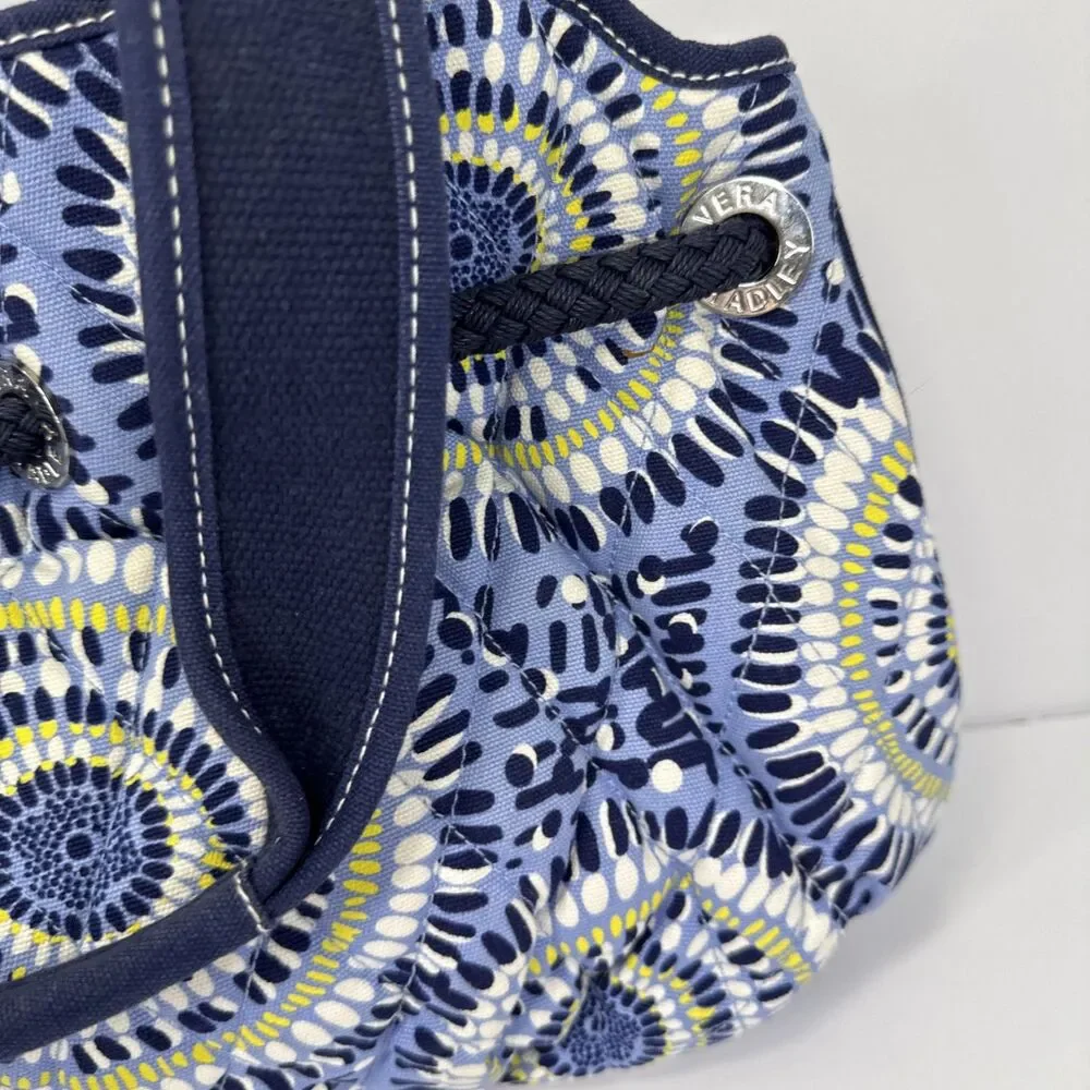 Vera Bradley Bag Blue White Yellow Medallion Double Handle Rope Accent Retired